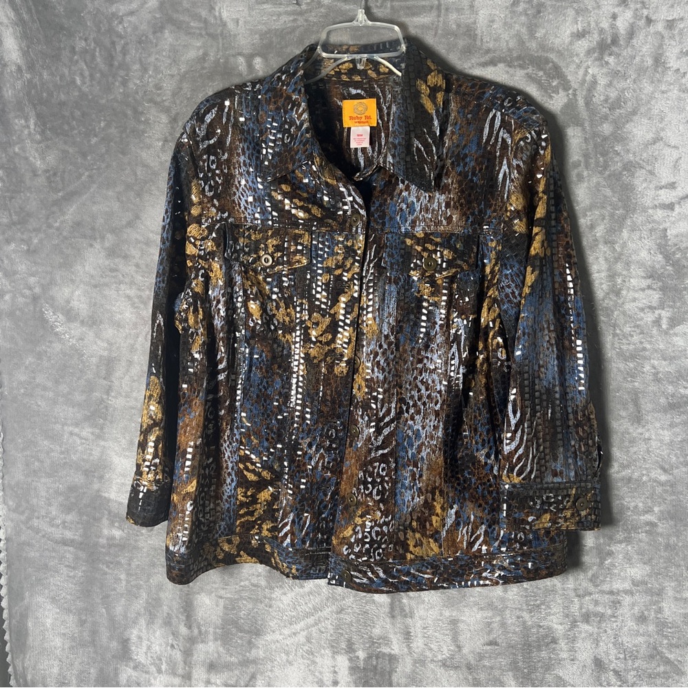 Ruby Rd. Blue And Brown Jean Jacket - image 4